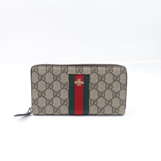 Pre-owned Gucci Ophidis Brown Coated Canvas Long Wallet
