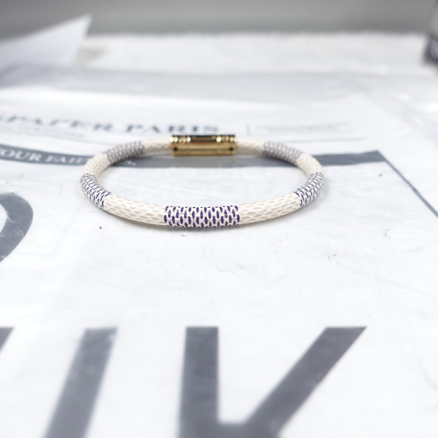 Pre-Owned Louis Vuitton Azur Gold Tone Coated Canvas Bracelet