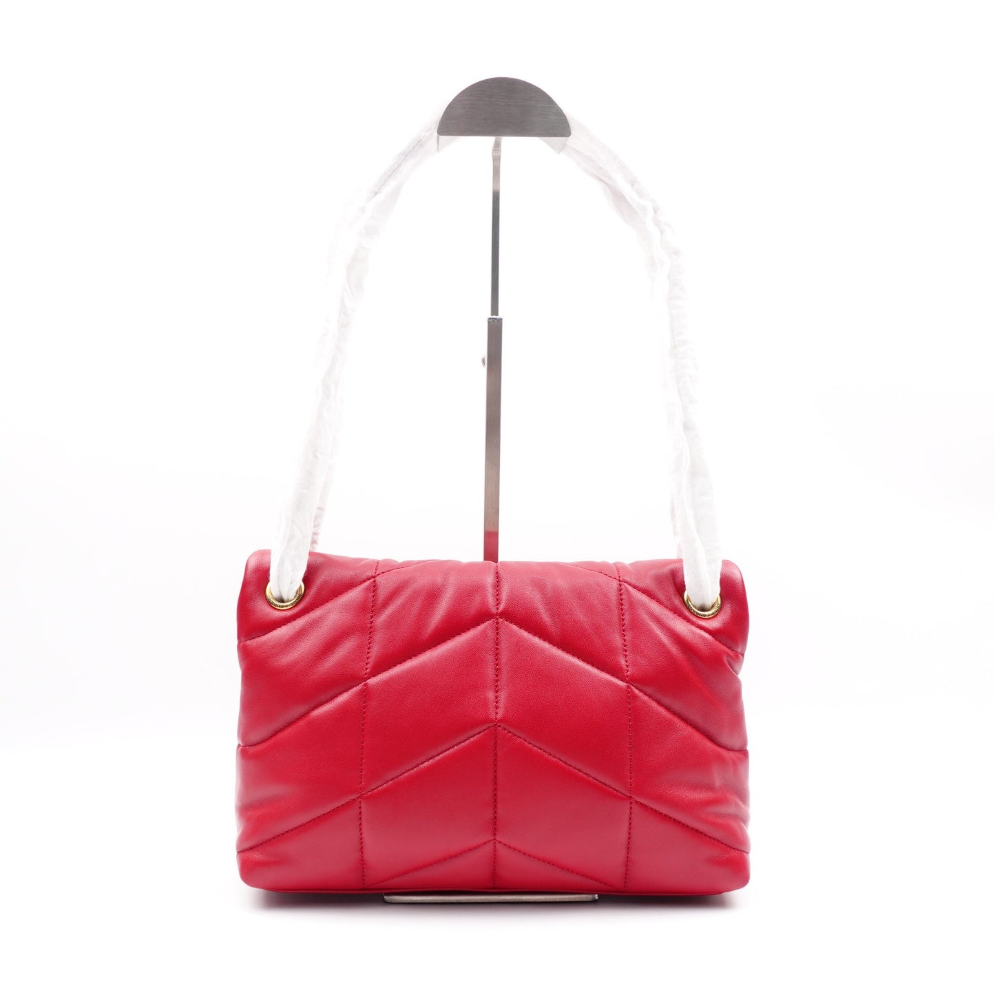 Pre-owned Saint Laurent Loulou Puffer Large Red Lambskin Shouder Bag