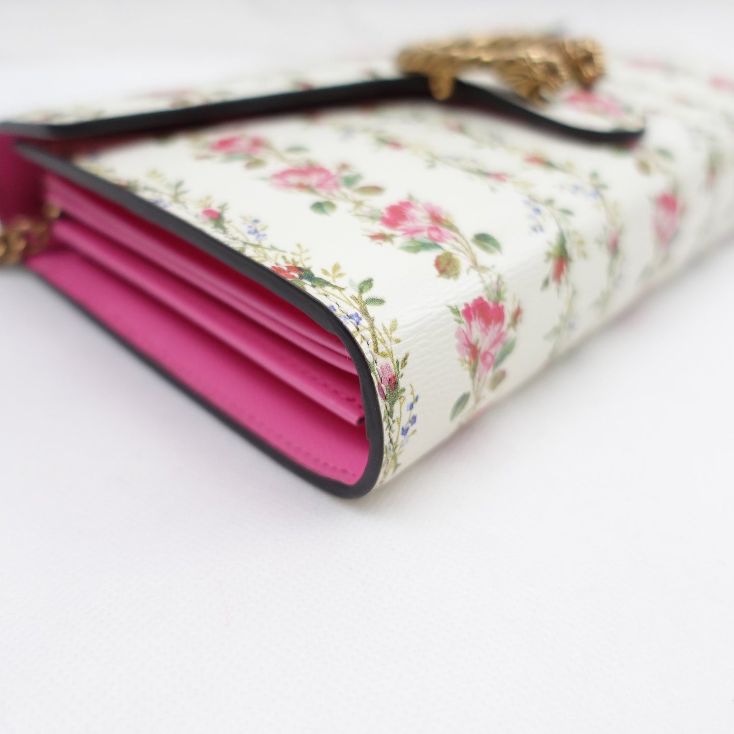 Pre-owned Gucci Dionysus Flower Pink&Green Calfskin Shoulder Bag