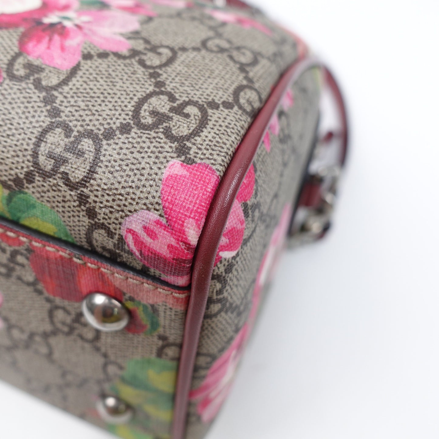 Pre-owned Gucci Boston Monogram&Flower Coated Canvas Shoulder Bag