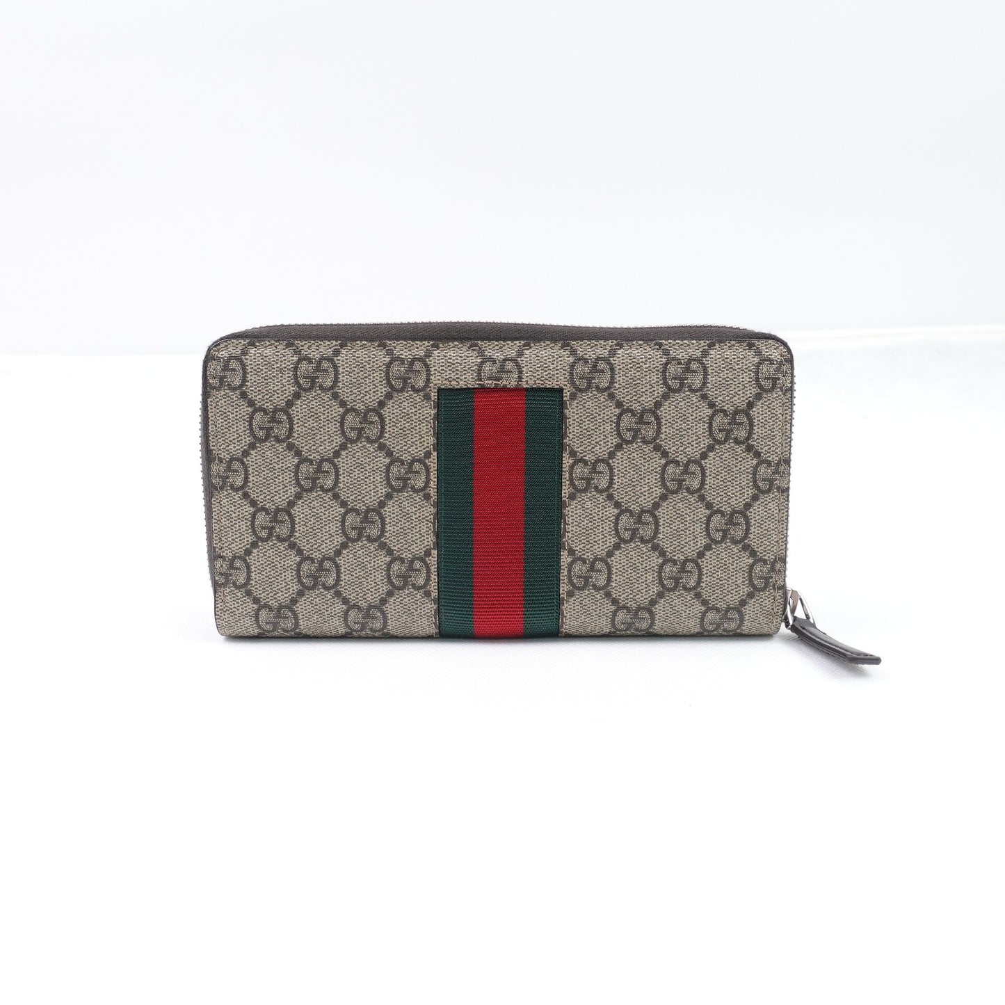 Pre-owned Gucci Ophidis Brown Coated Canvas Long Wallet