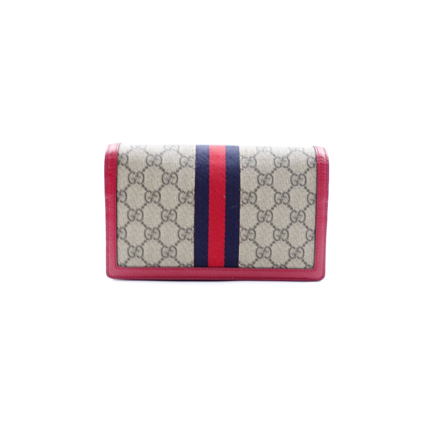Pre-owned Gucci Queen Margaret WOC Monogram&Red Coated Canvas Shoulder Bag
