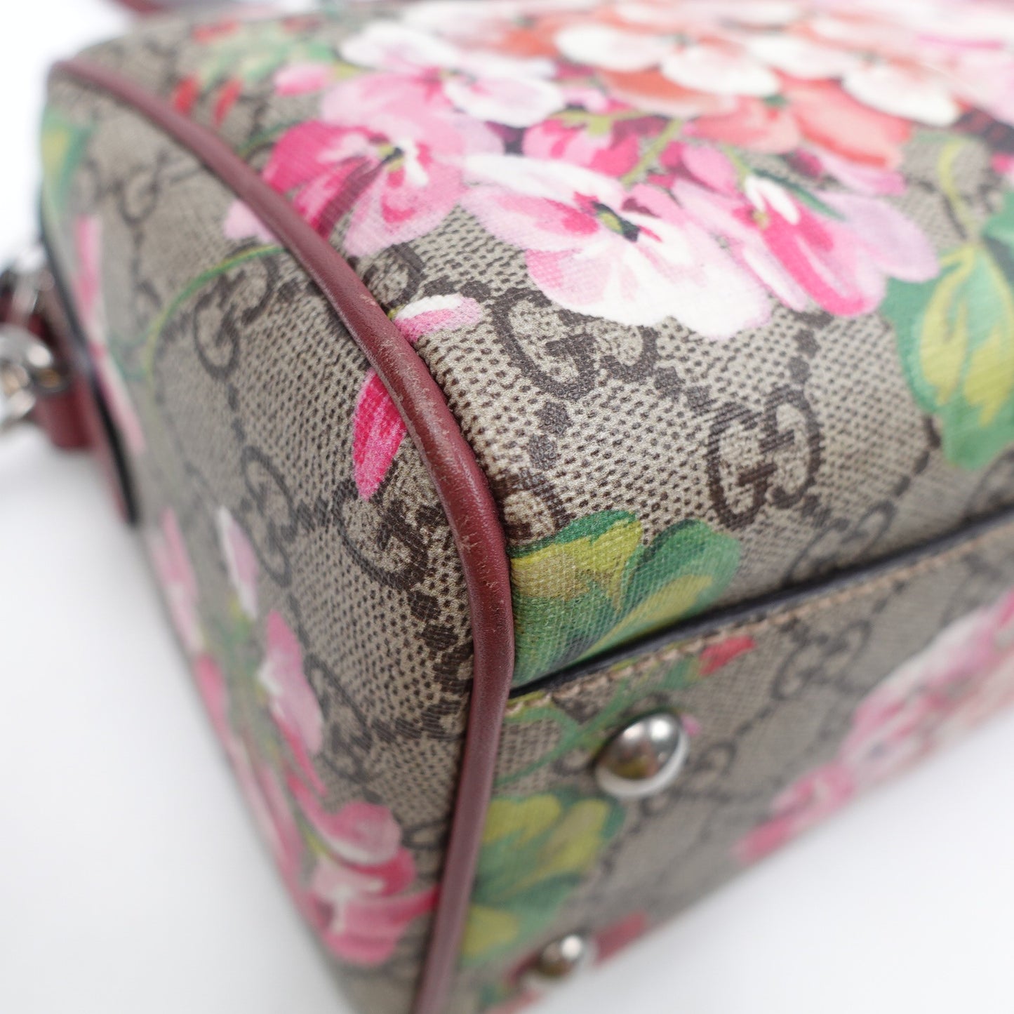 Pre-owned Gucci Boston Monogram&Flower Coated Canvas Shoulder Bag
