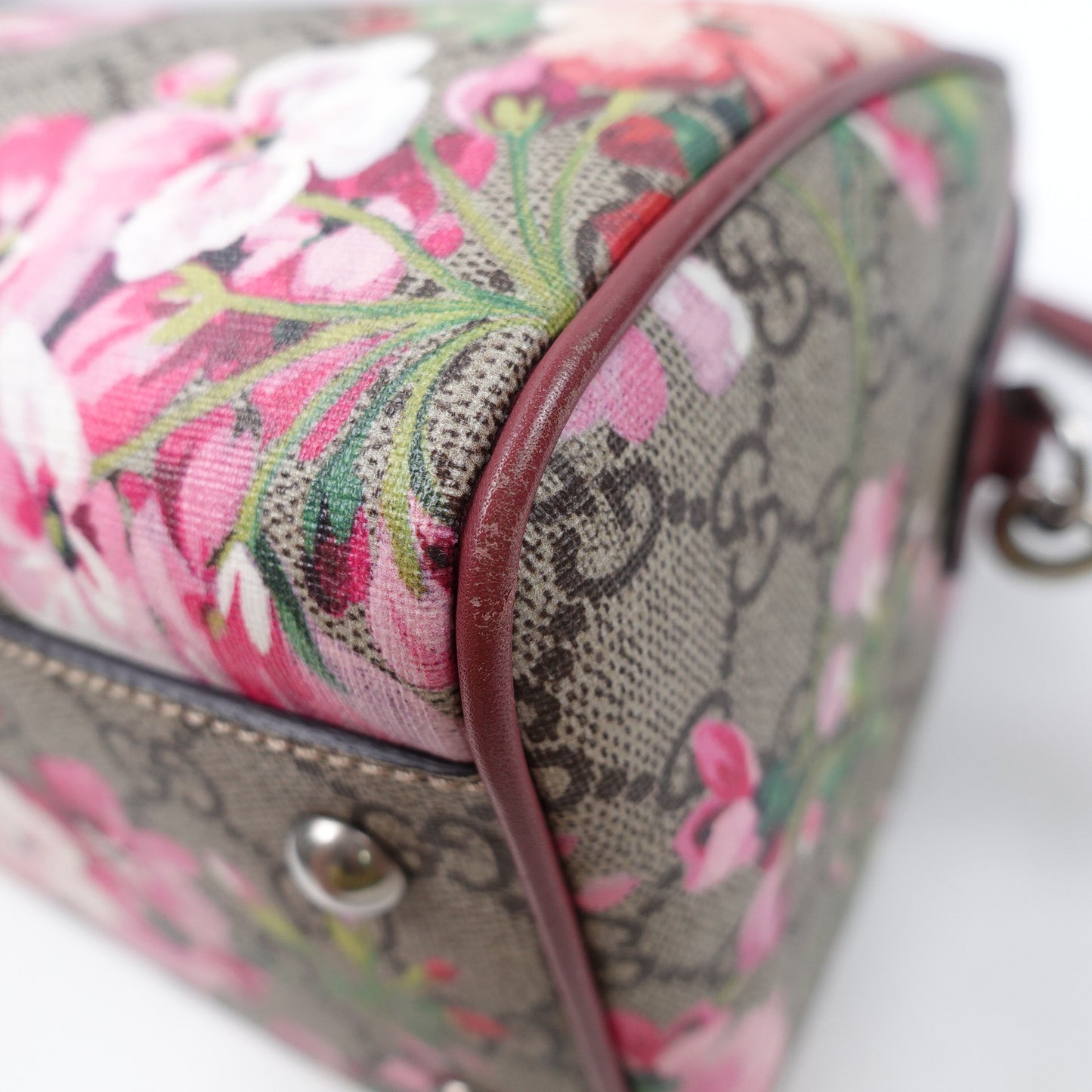 Pre-owned Gucci Boston Monogram&Flower Coated Canvas Shoulder Bag