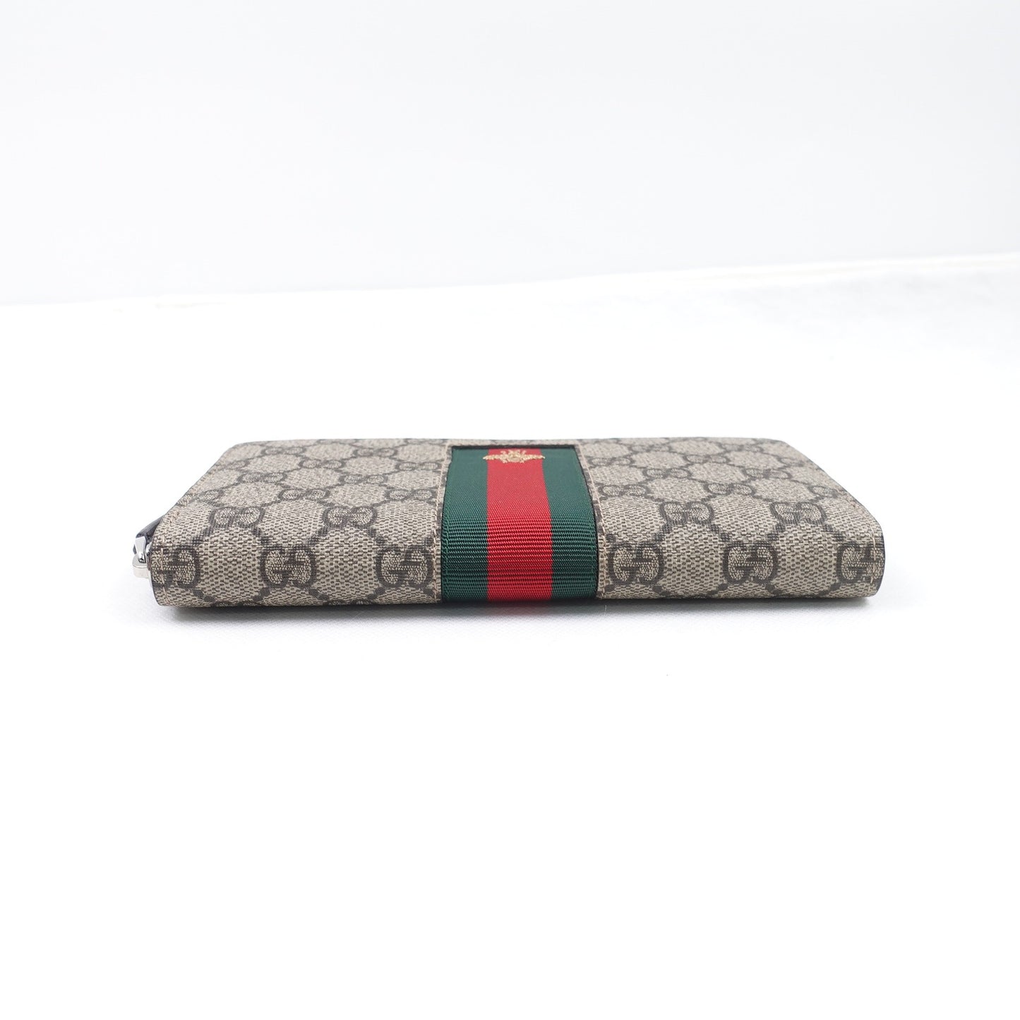 Pre-owned Gucci Ophidis Brown Coated Canvas Long Wallet