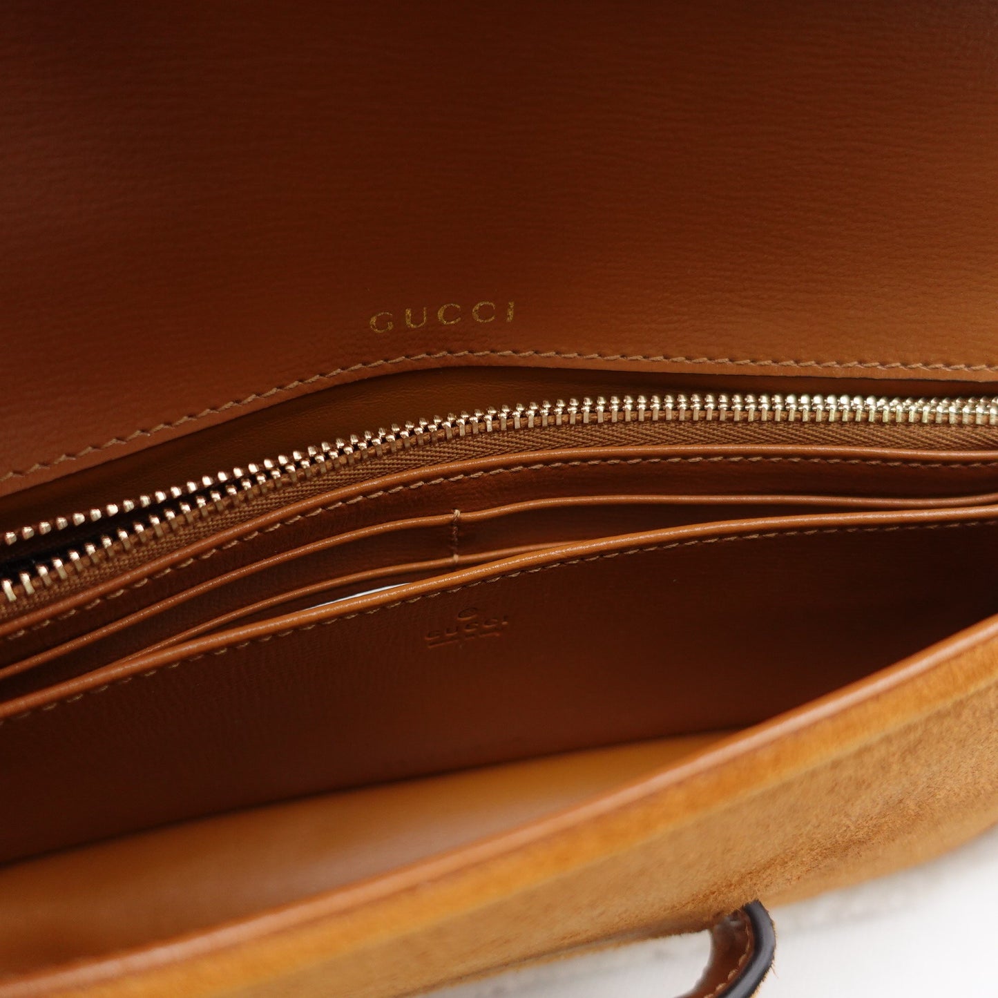 Pre-owned Gucci Horsebit 1955 Brown Suede&Lambskin Shoulder Bag