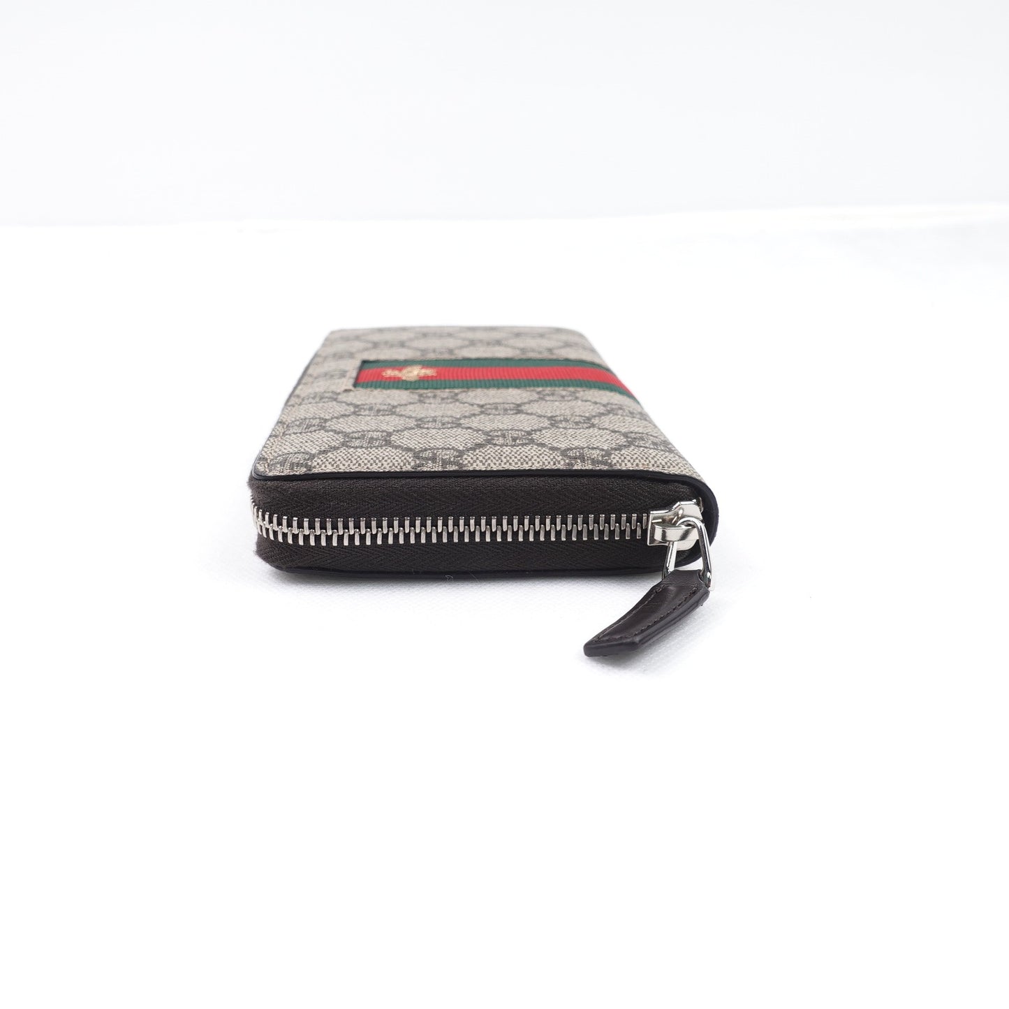 Pre-owned Gucci Ophidis Brown Coated Canvas Long Wallet