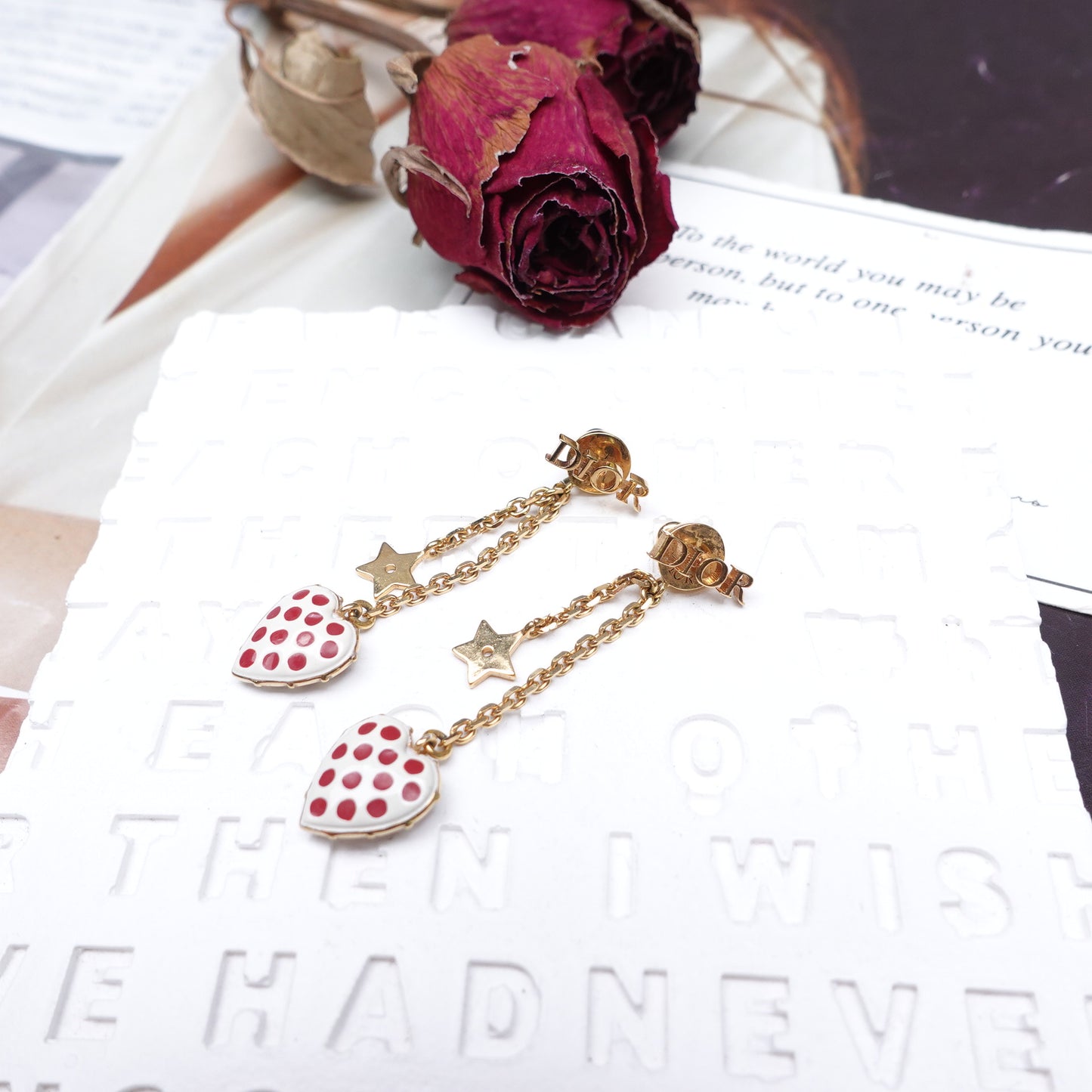 Pre-Owned Dior Gold Tone Crystal Earrings