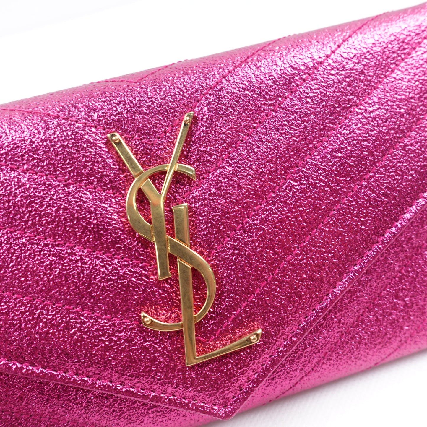 Pre-owned Saint Laurent Monogramme Pink Calfskin Wallet
