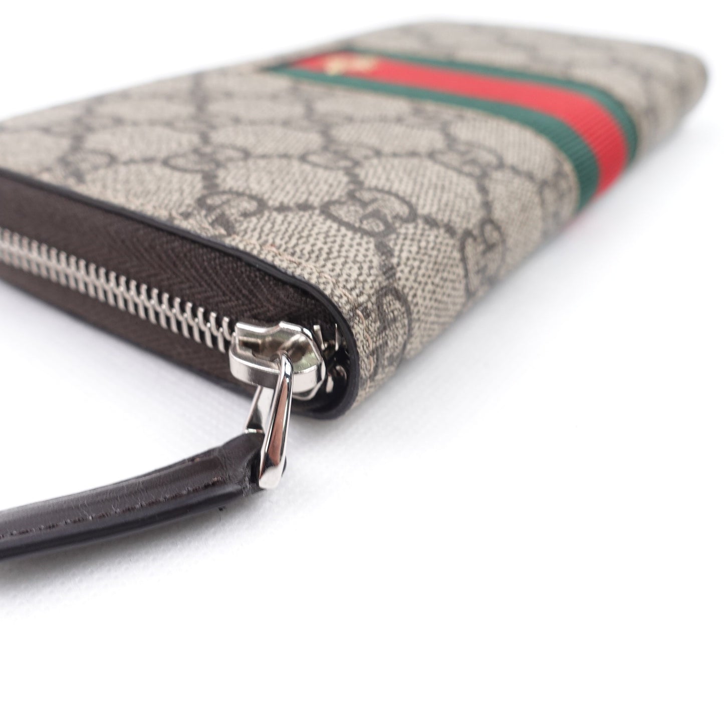 Pre-owned Gucci Ophidis Brown Coated Canvas Long Wallet