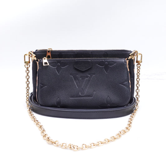 Louis Vuitton Multi-Pochette Accessories Black Monogram and Leopard Empreinte Calfskin Shoulder Bag