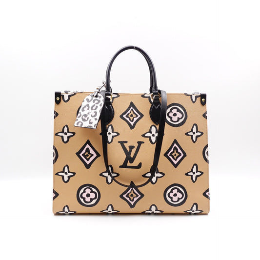 Pre-owned Louis Vuitton On the go Large Milktea Coated Canvas Tote Bag