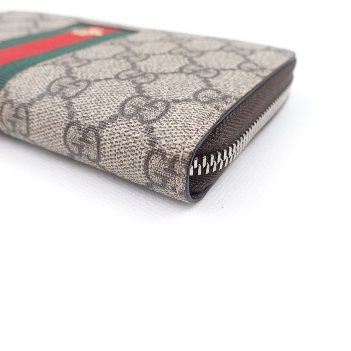 Pre-owned Gucci Ophidis Brown Coated Canvas Long Wallet