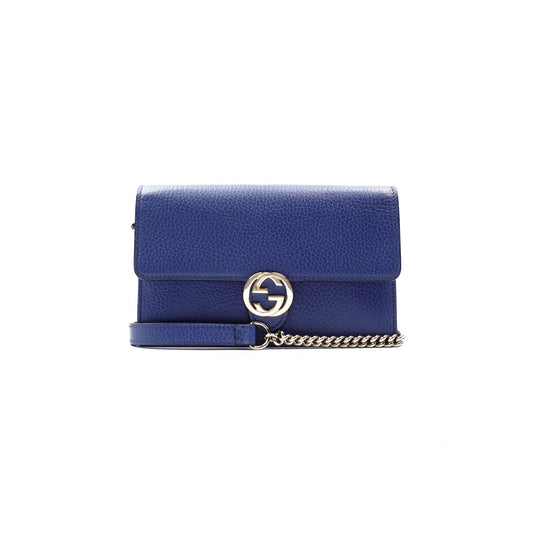 Pre-owned Gucci Interlocking Blue Calfskin Shoulder Bag