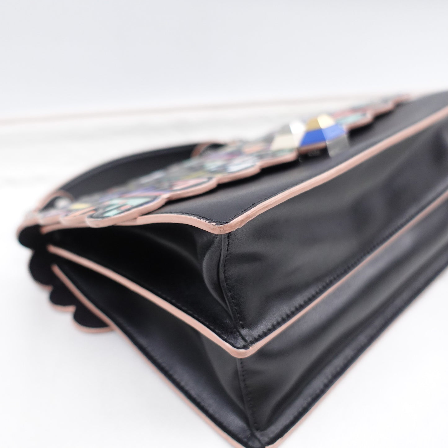 Pre-Owned Fendi KAN I Multicolored Calfskin Shoulder Bag