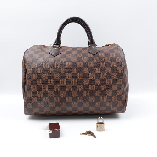 Pre-owned Louis Vuitton Speedy 30 Damier Ebene Coated Canvas Tote