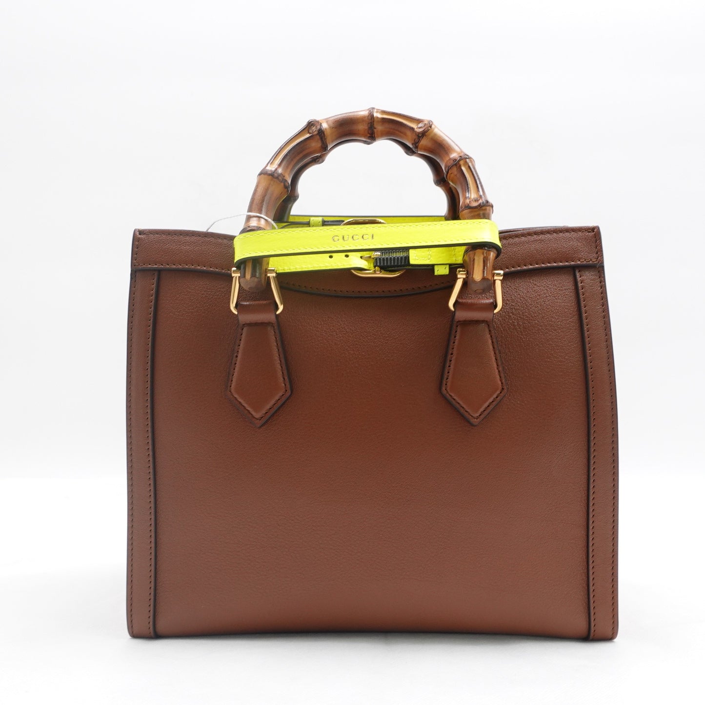 Pre-owned Gucci Bamboo Diana Medium Brown Calfskin Shoulder Bag