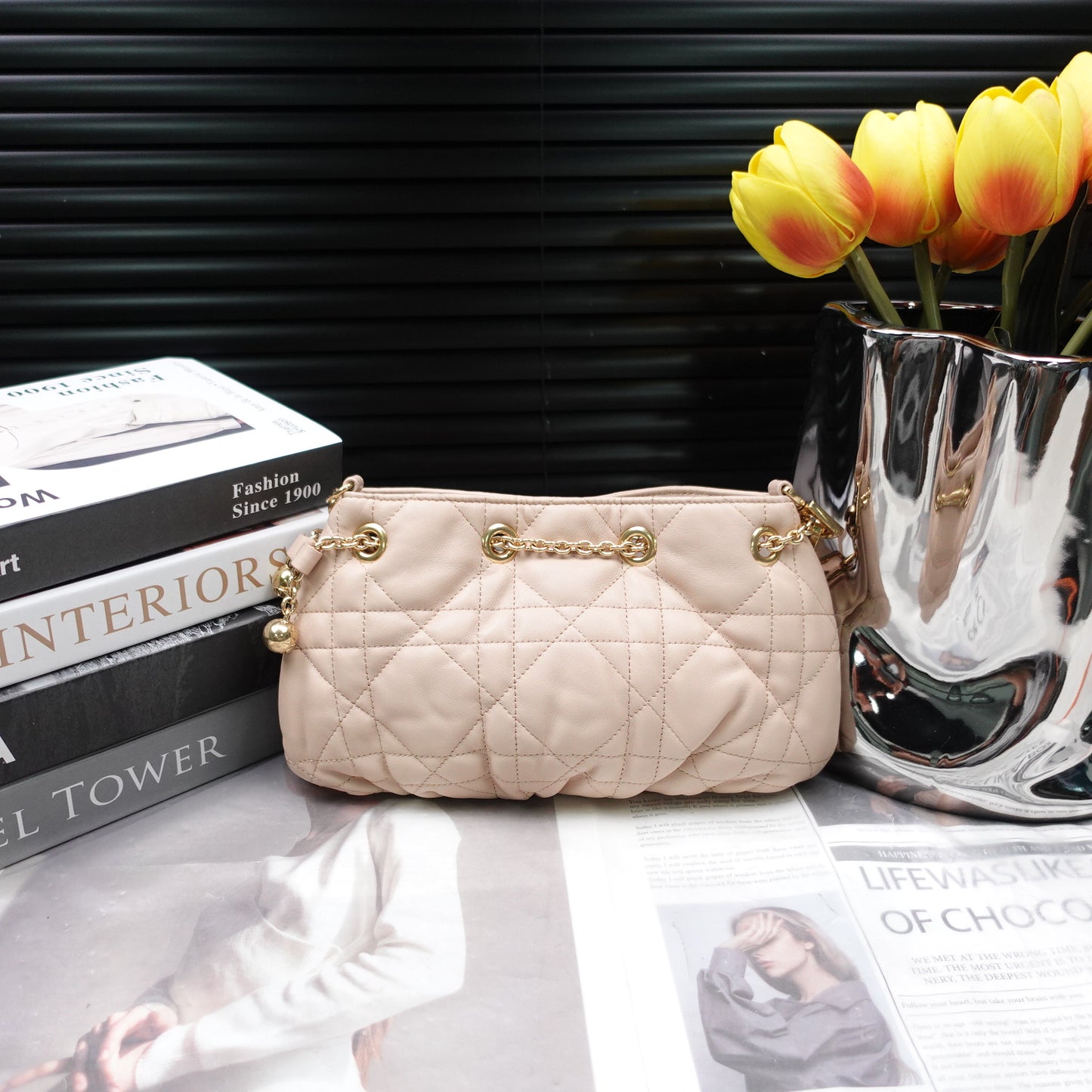 Pre-Owned Dior Ammi Naked Pink Lambskin Shoulder Bag