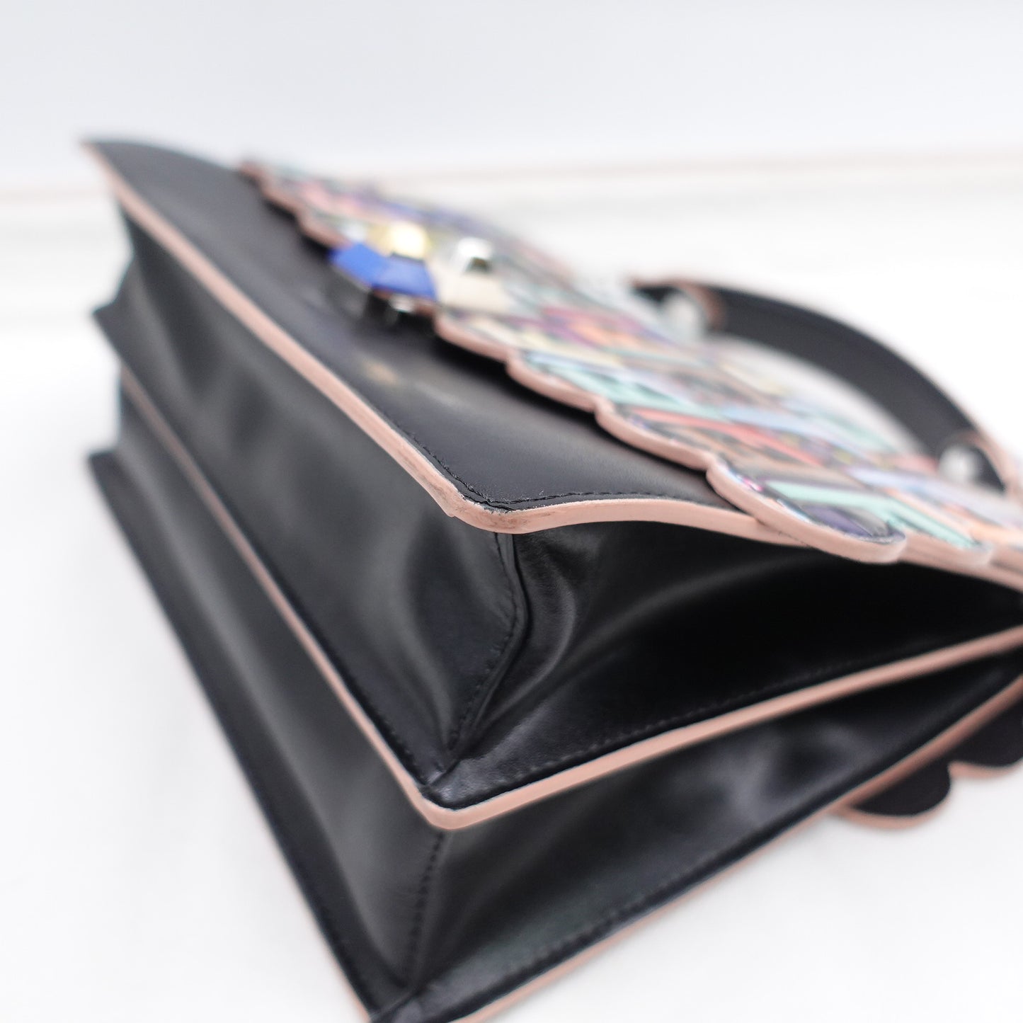 Pre-Owned Fendi KAN I Multicolored Calfskin Shoulder Bag