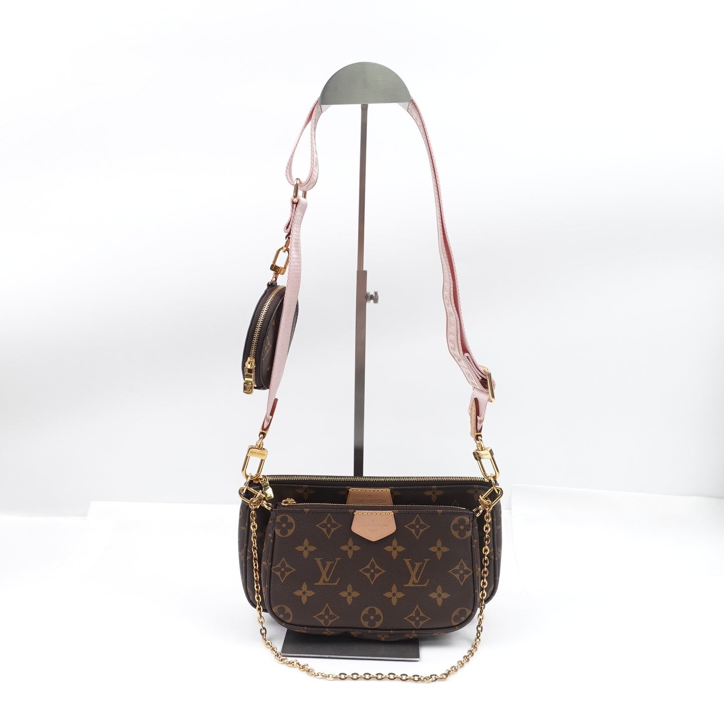 Pre-owned Louis Vuitton Multi Pochette Accessories Pink&Monogram Coated Canvas Shoulder Bag
