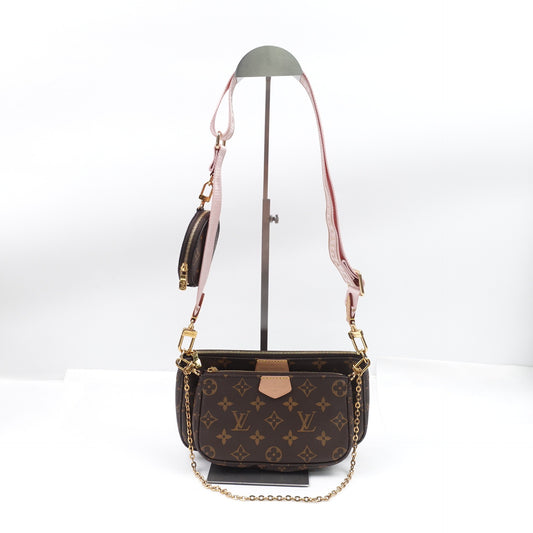 Pre-owned Louis Vuitton Multi Pochette Accessories Pink&Monogram Coated Canvas Shoulder Bag