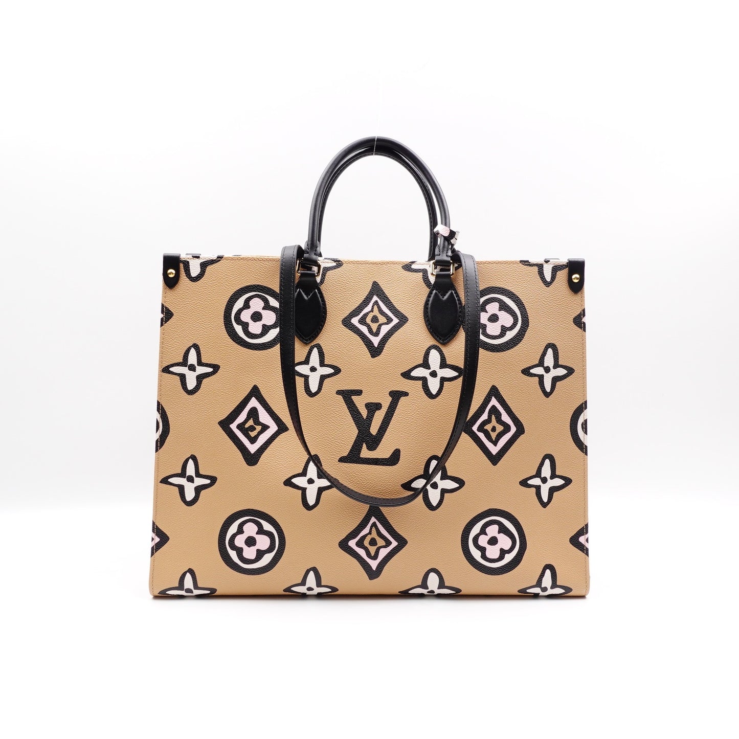 Pre-owned Louis Vuitton On the go Large Milktea Coated Canvas Tote Bag