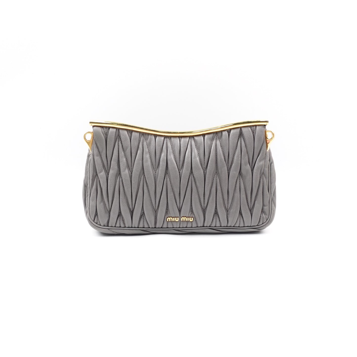 Pre-owned Miumiu Matelasse Grey Calfskin Shoulder Bag