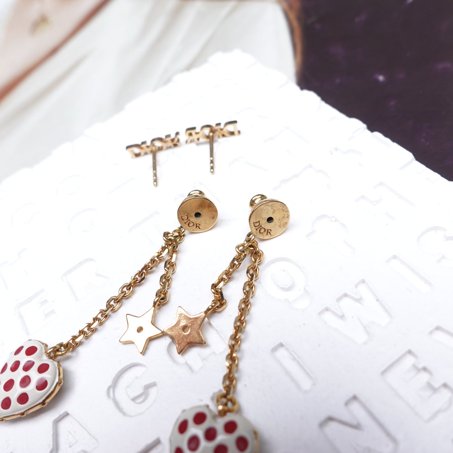 Pre-Owned Dior Gold Tone Crystal Earrings