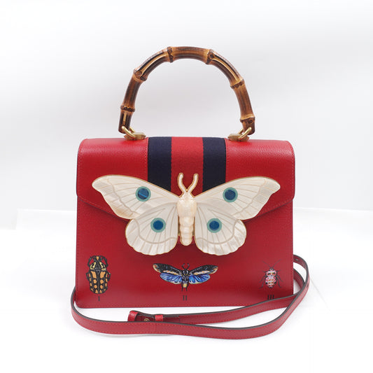 Pre-owned Gucci Falena Red Calfskin Shoulder Bag