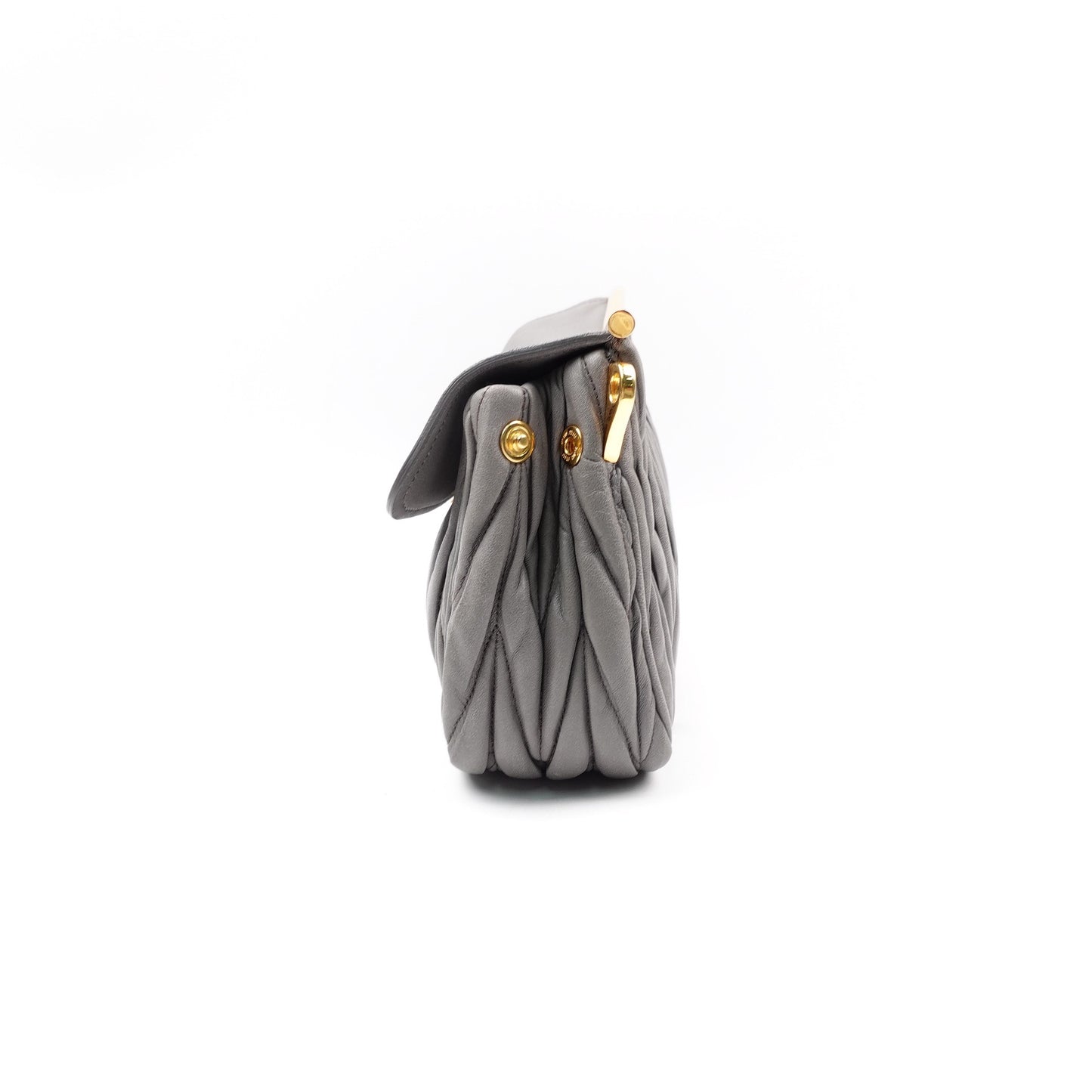 Pre-owned Miumiu Matelasse Grey Calfskin Shoulder Bag