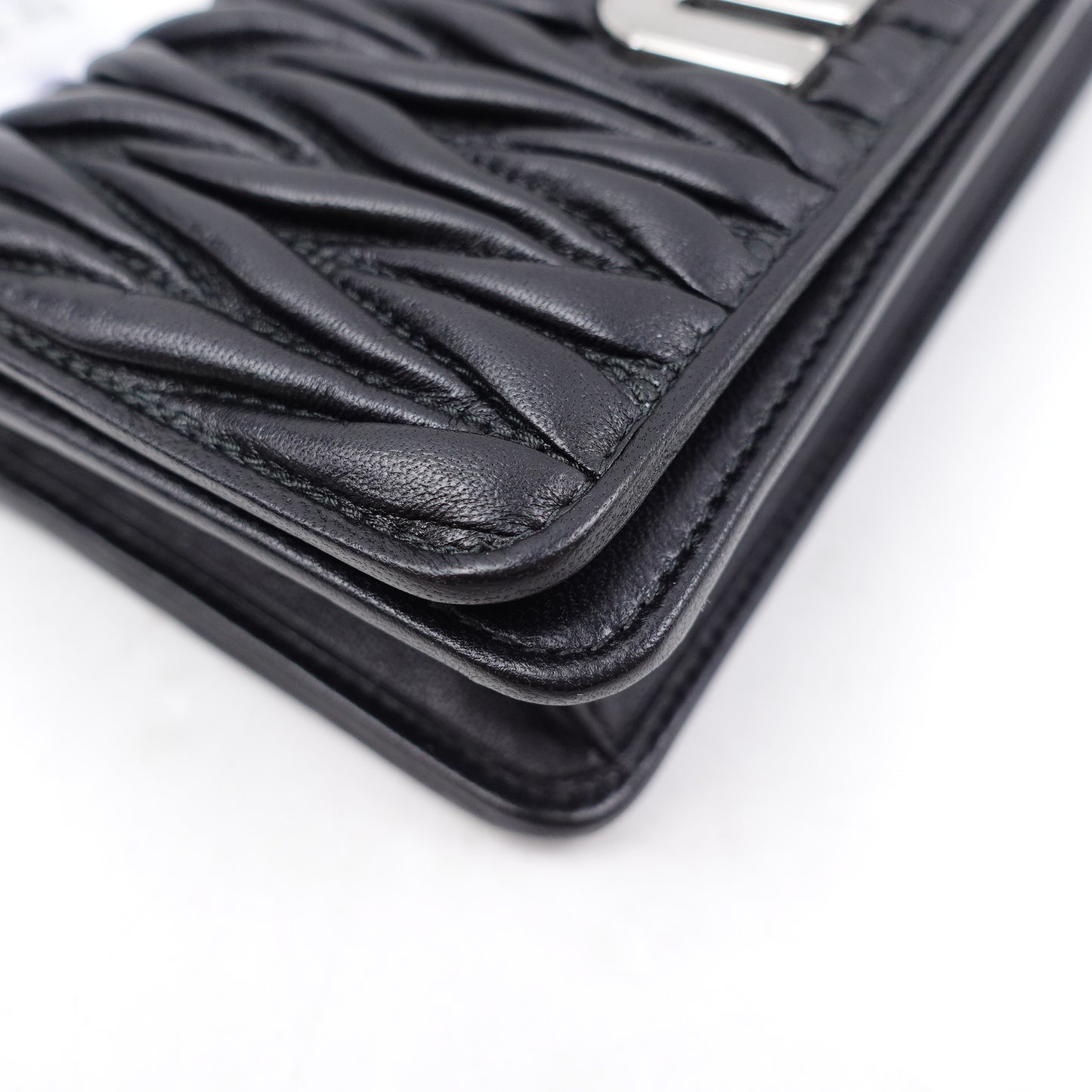 Pre-owned Miumiu WOC Black Lambskin Crossbody Bag