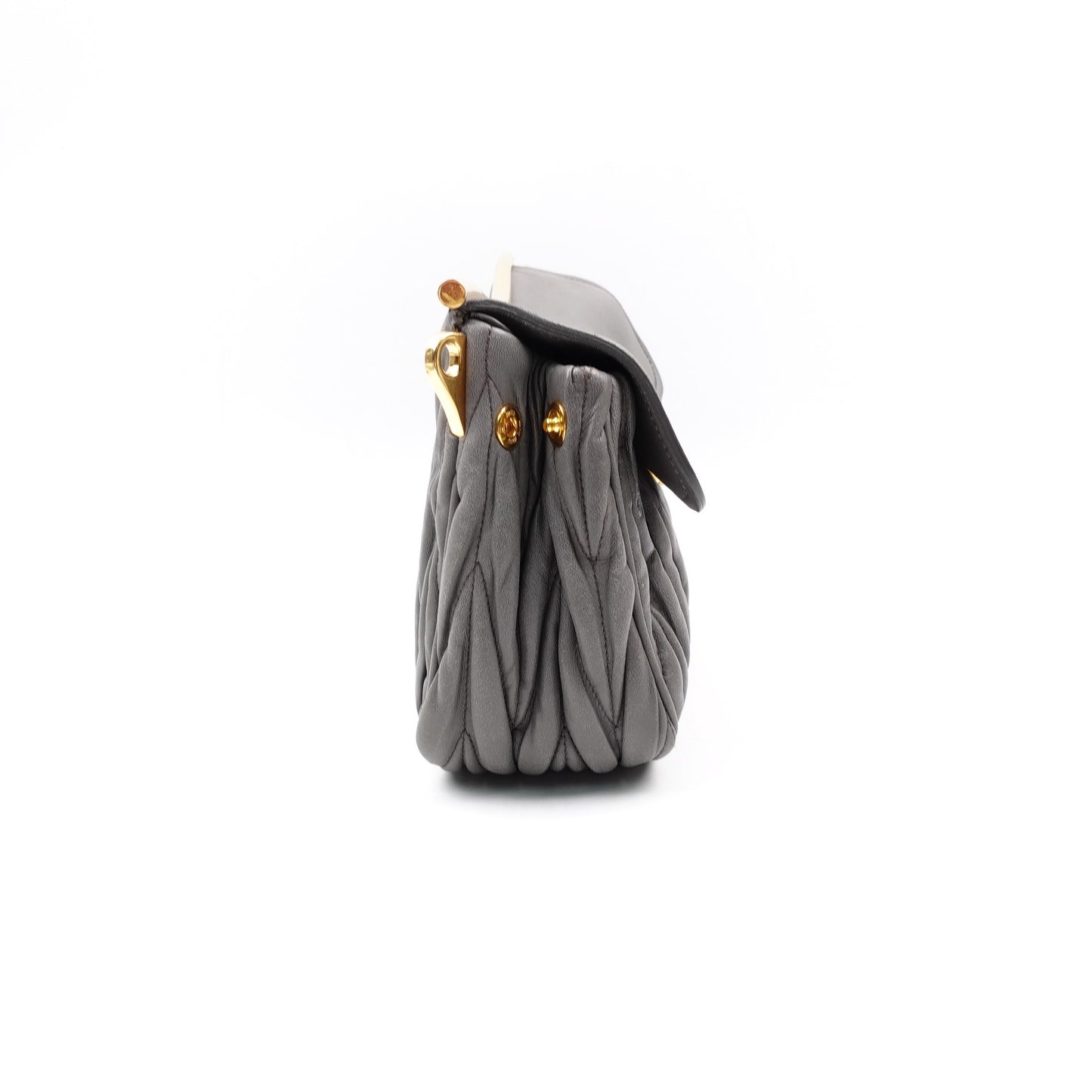 Pre-owned Miumiu Matelasse Grey Calfskin Shoulder Bag