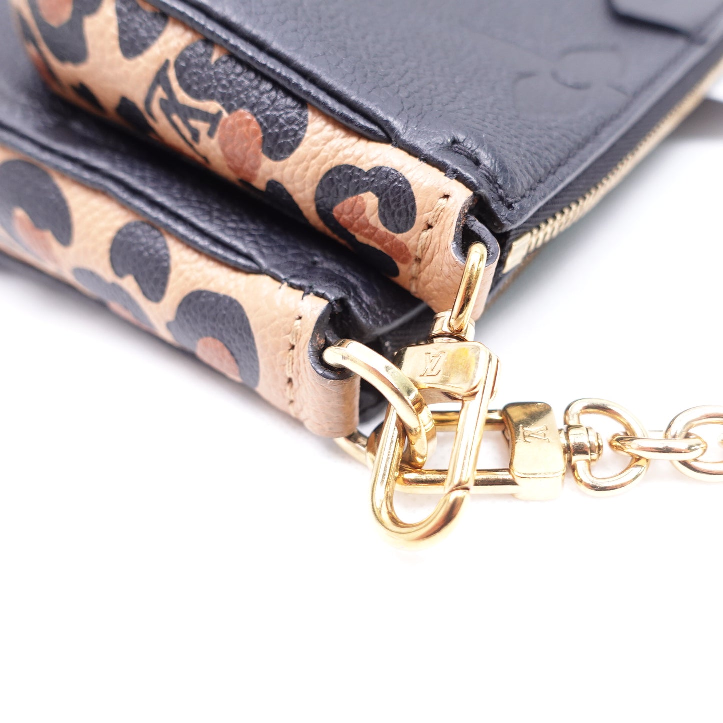 Louis Vuitton Multi-Pochette Accessories Black Monogram and Leopard Empreinte Calfskin Shoulder Bag