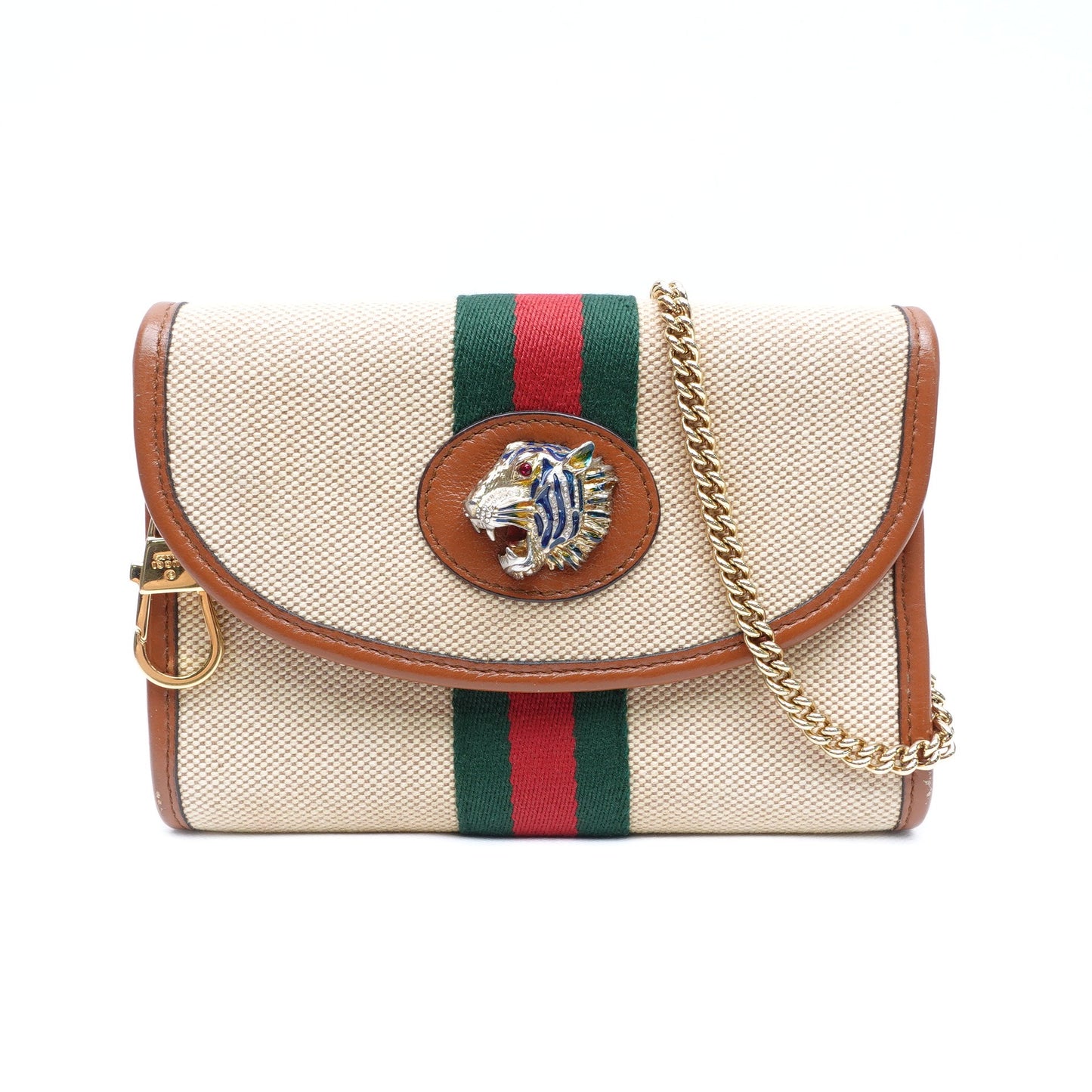 Pre-owned Gucci Rajah Brown Canvas&Calfskin Shoulder Bag