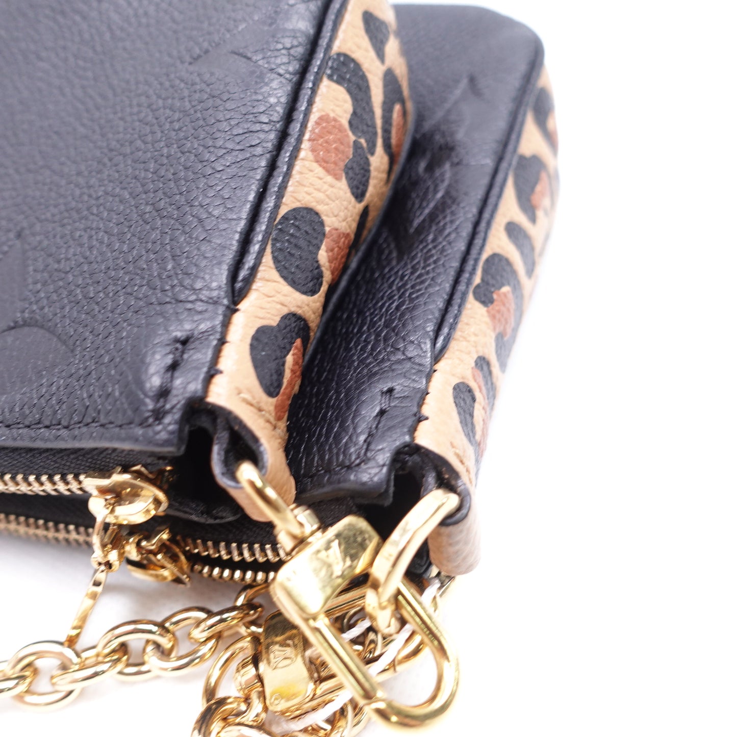 Louis Vuitton Multi-Pochette Accessories Black Monogram and Leopard Empreinte Calfskin Shoulder Bag