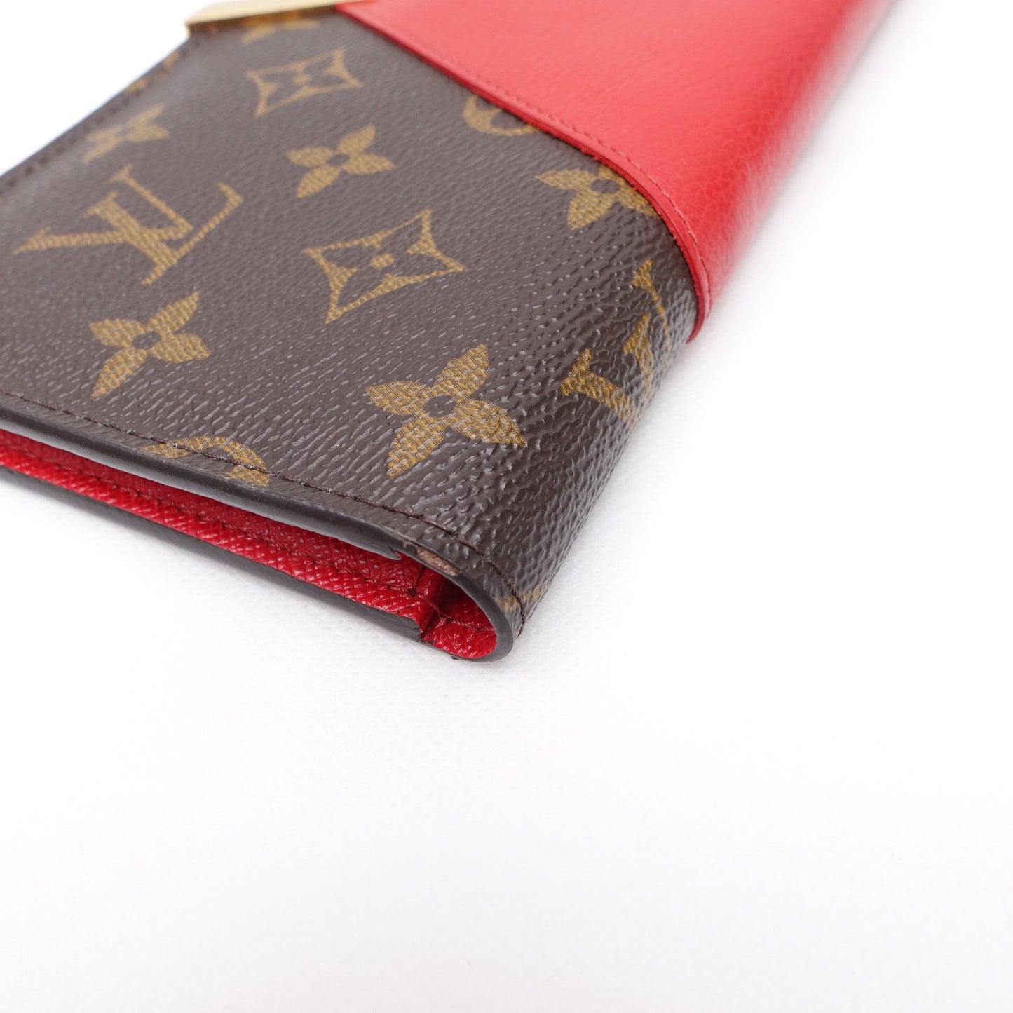 Pre-owned Louis Vuitton Monogram Red Coated Canvas Long Wallet