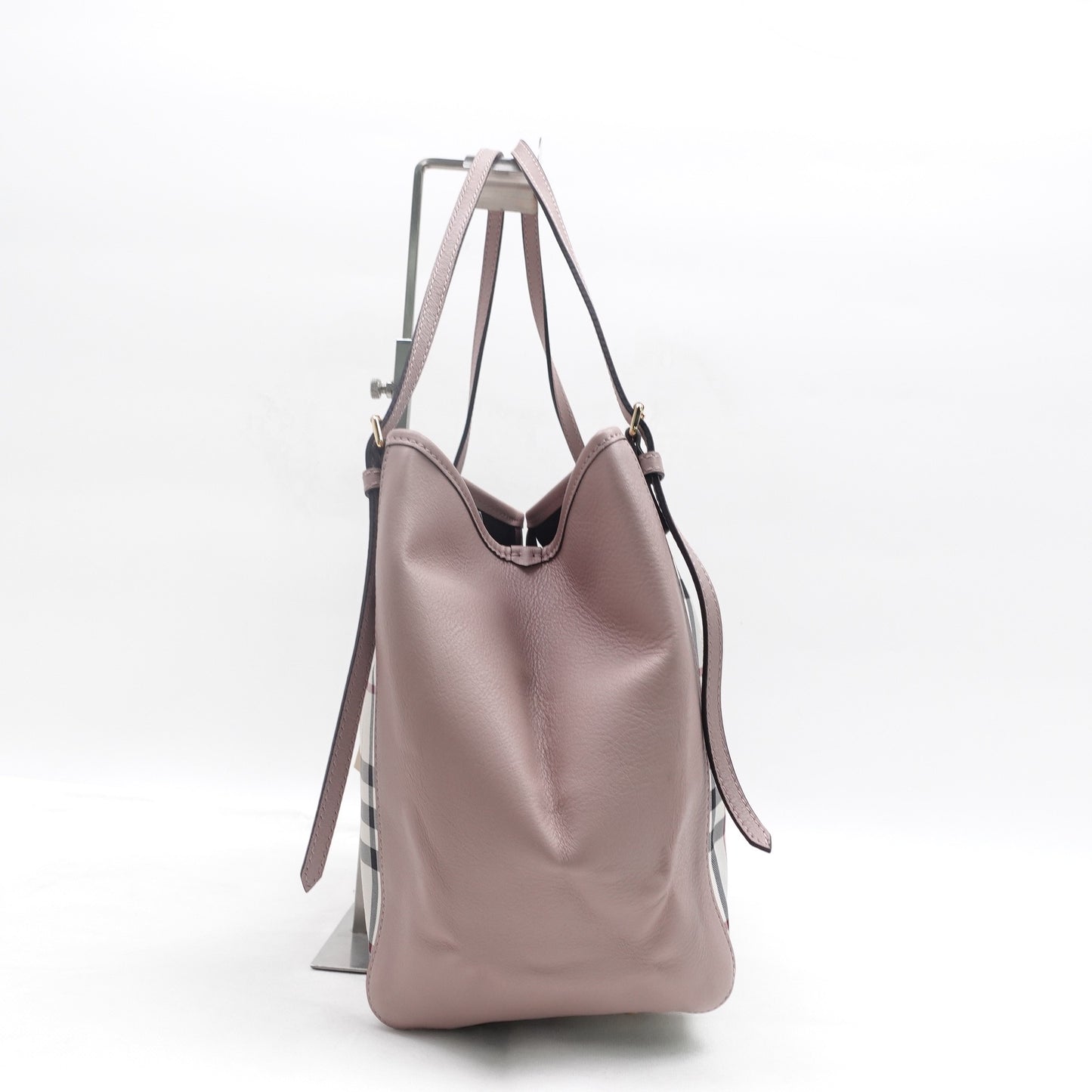 Pre-owned Burberry Haymarket Canterberry Pink Canvas Shoulder Bag