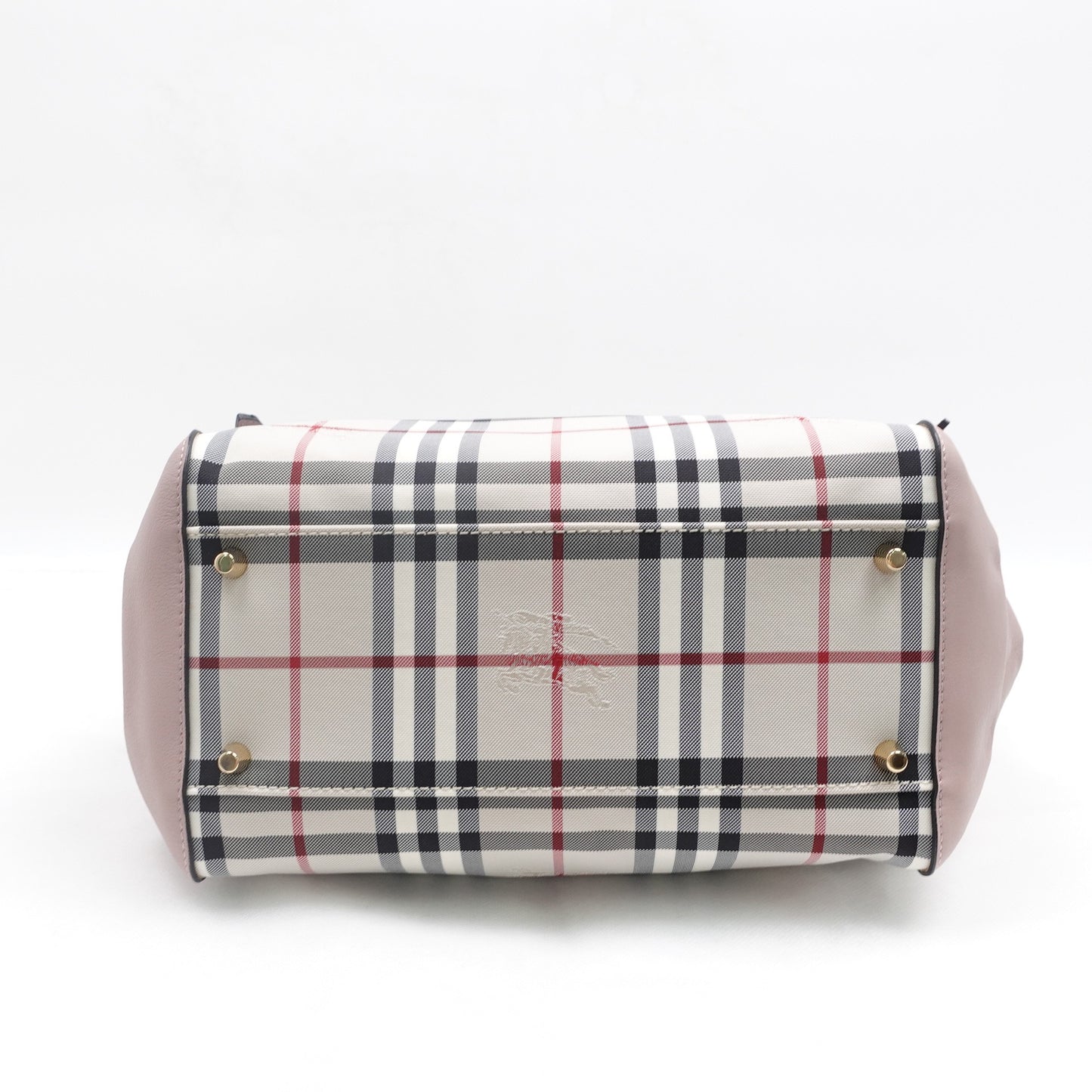 Pre-owned Burberry Haymarket Canterberry Pink Canvas Shoulder Bag