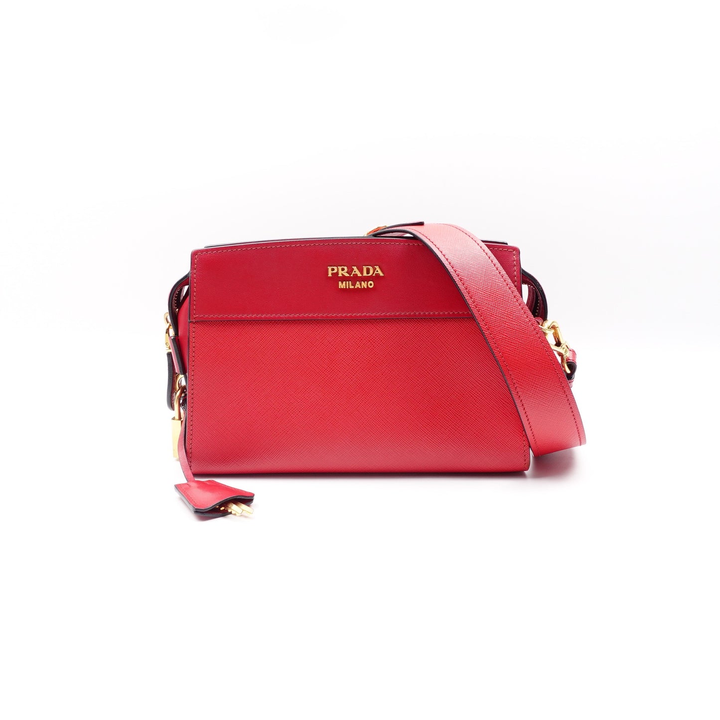 Pre-owned Prada Esplanade Red Calfskin Shoulder Bag