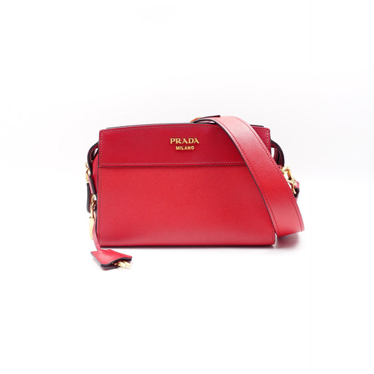 Pre-owned Prada Esplanade Red Calfskin Shoulder Bag