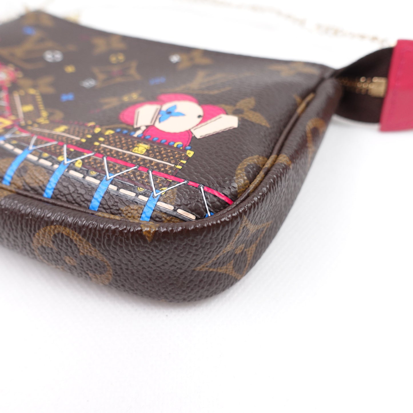 Pre-owned Louis Vuitton Mini Pochette Vivinne Print Monogram Coated Canvas Wristlet