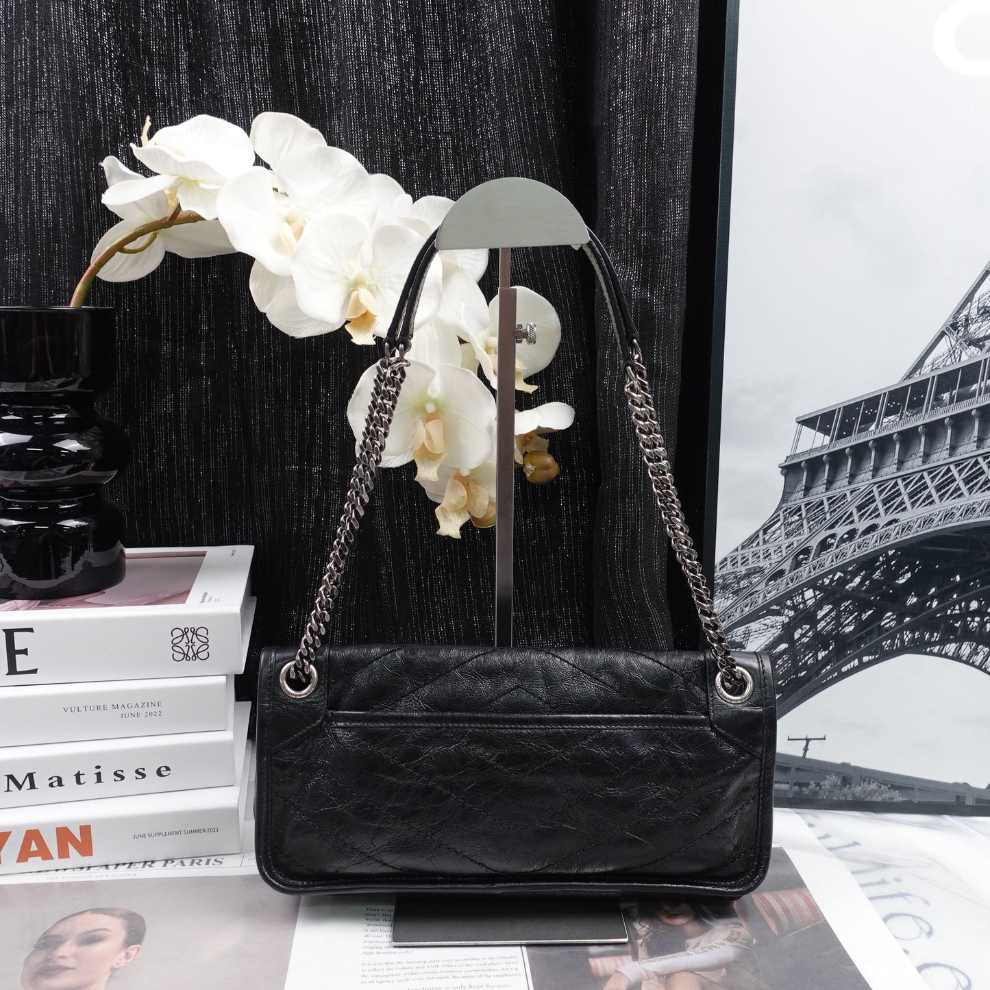 Pre-owned Saint Laurent Niki Black Calfskin Shoulder Bag
