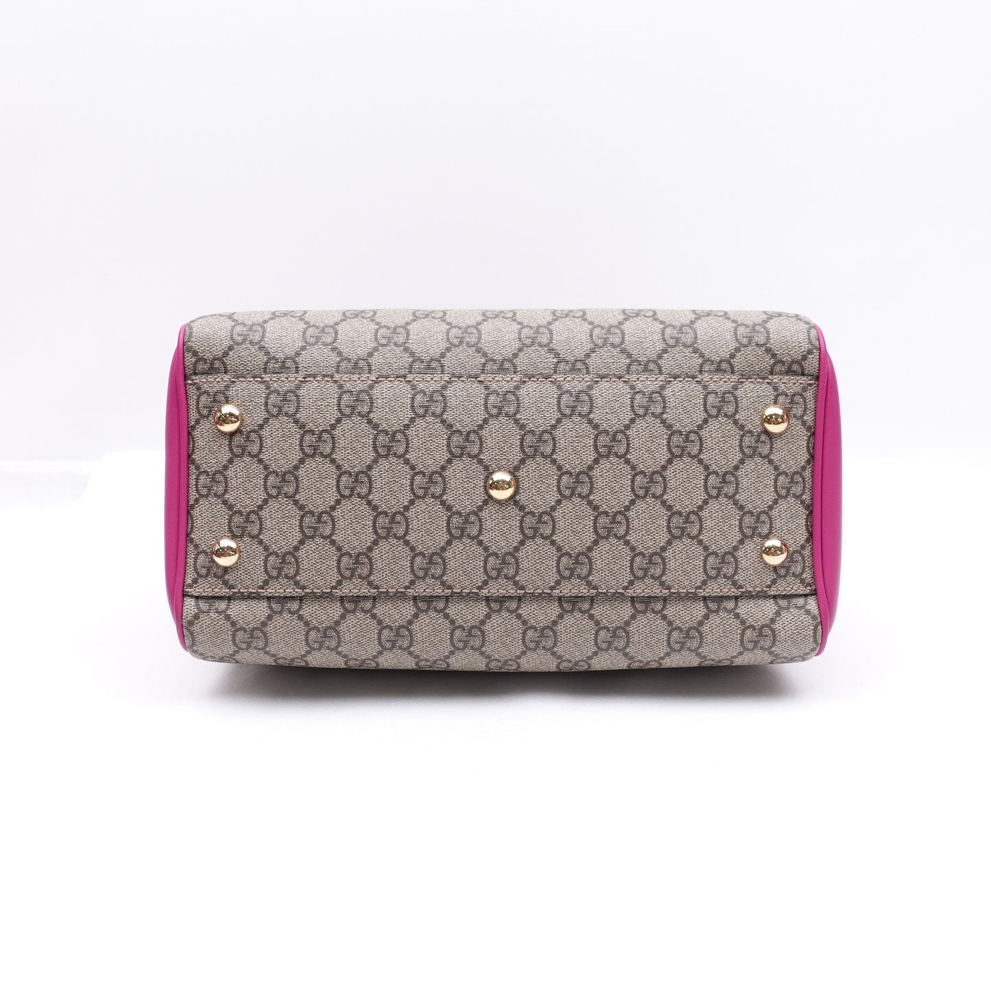 Pre-owned Gucci Boston Monogram&Pink Coated Canvas Shoulder Bag