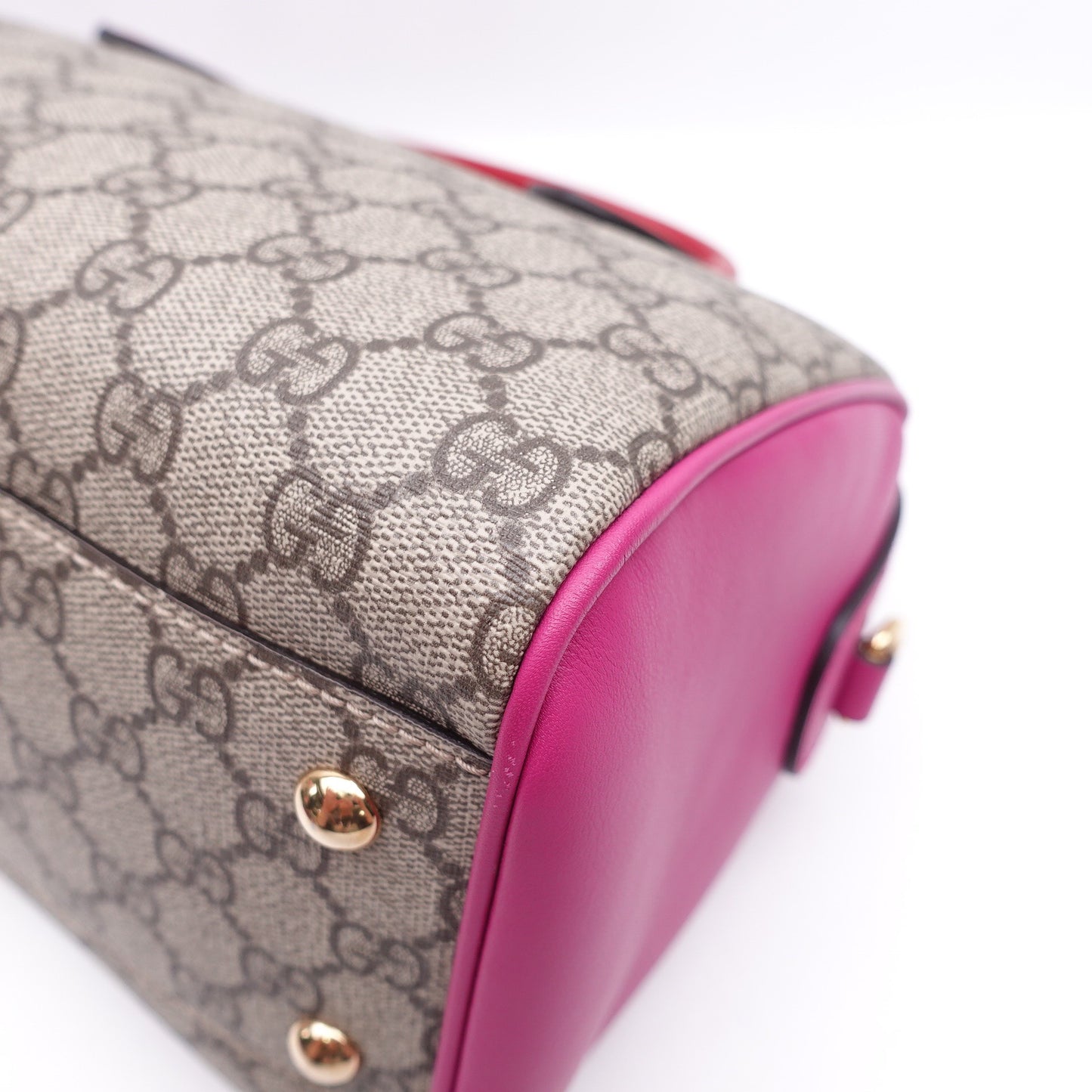 Pre-owned Gucci Boston Monogram&Pink Coated Canvas Shoulder Bag