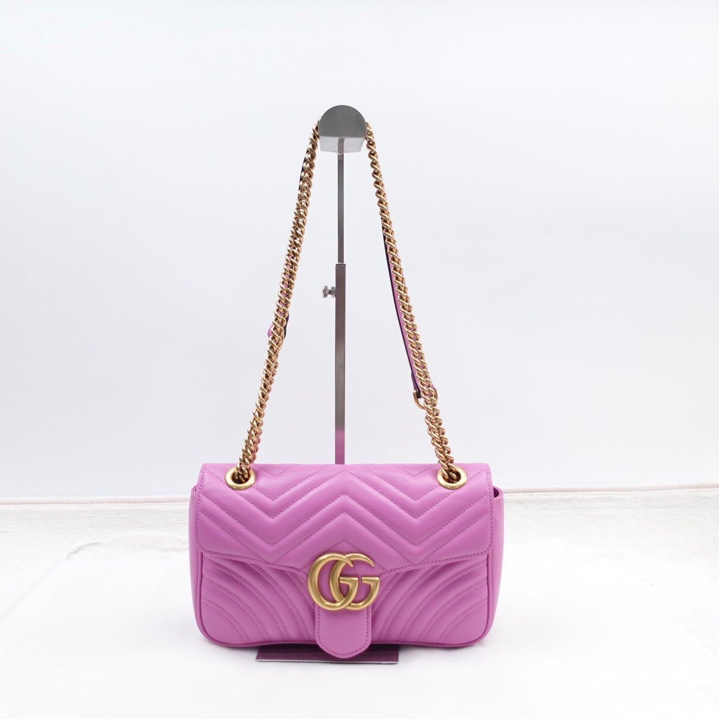 Pre-owned Gucci Marmont Purple Calfskin Shoulder Bag T10301492