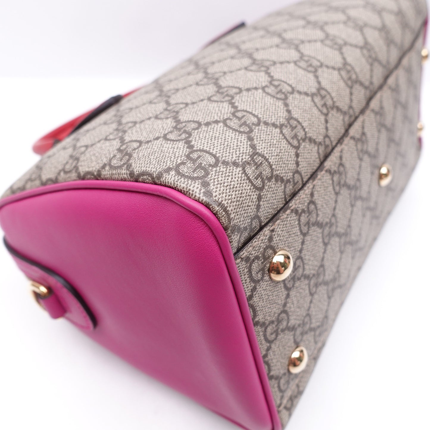 Pre-owned Gucci Boston Monogram&Pink Coated Canvas Shoulder Bag