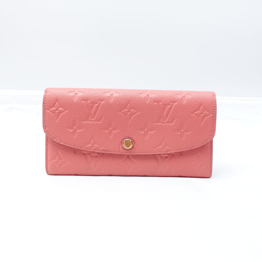 Pre-owned Louis Vuitton Emilie Peach Pink Calfskin Wallet