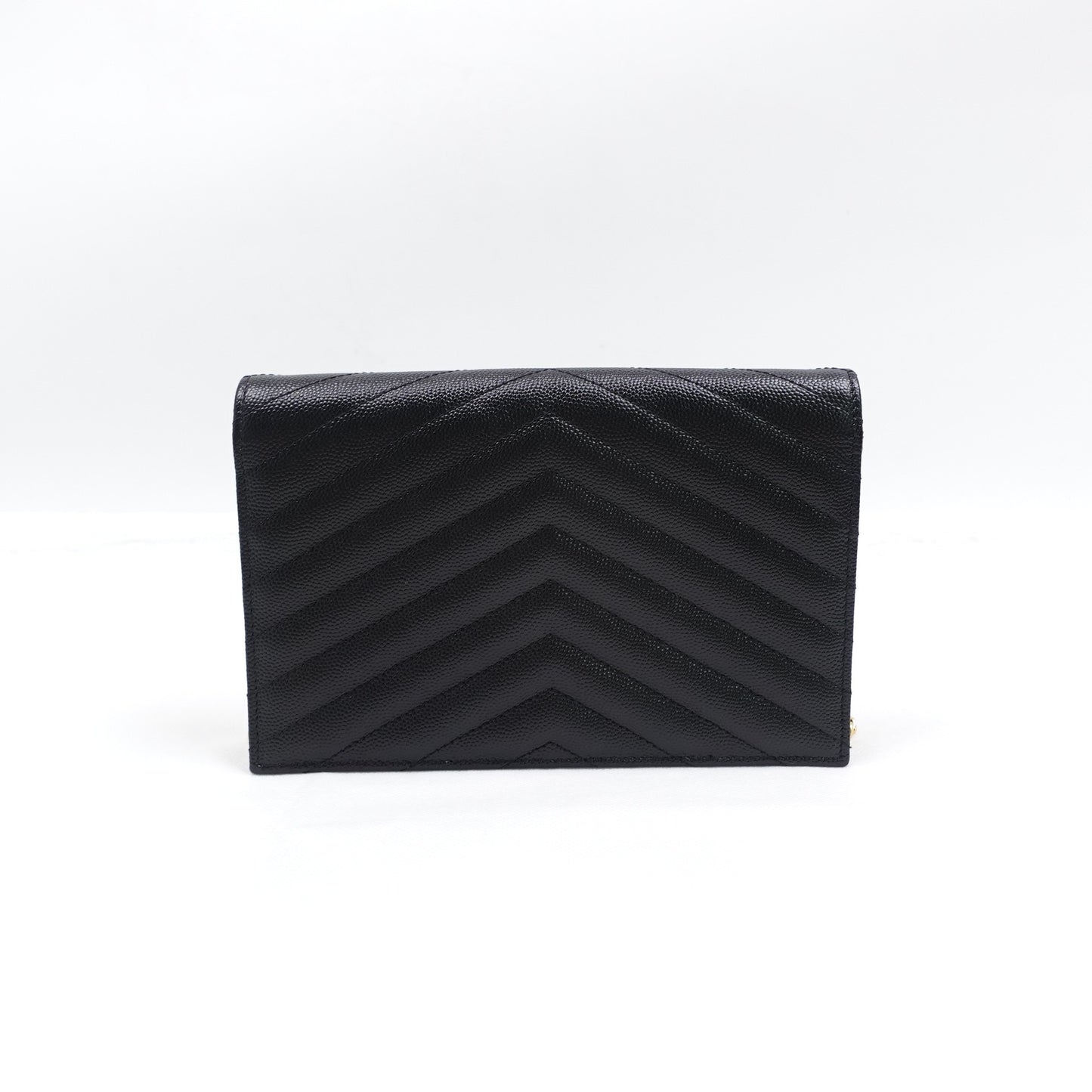 Pre-owned Saint Laurent Envelope Black Calfskin Shoulder Bag&WOC