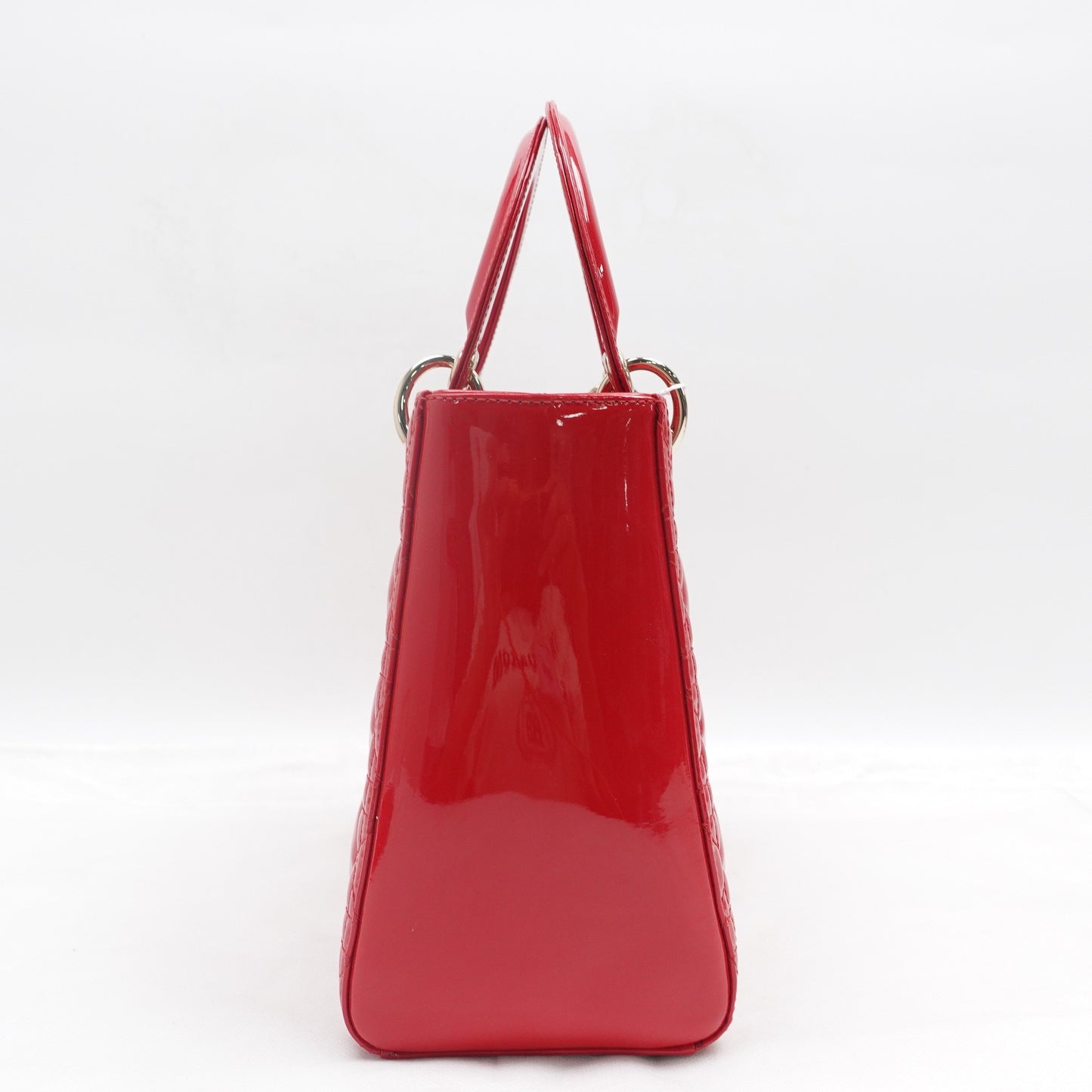 Pre-owned Dior Lady Dior Medium Red Patent Shoulder Bag